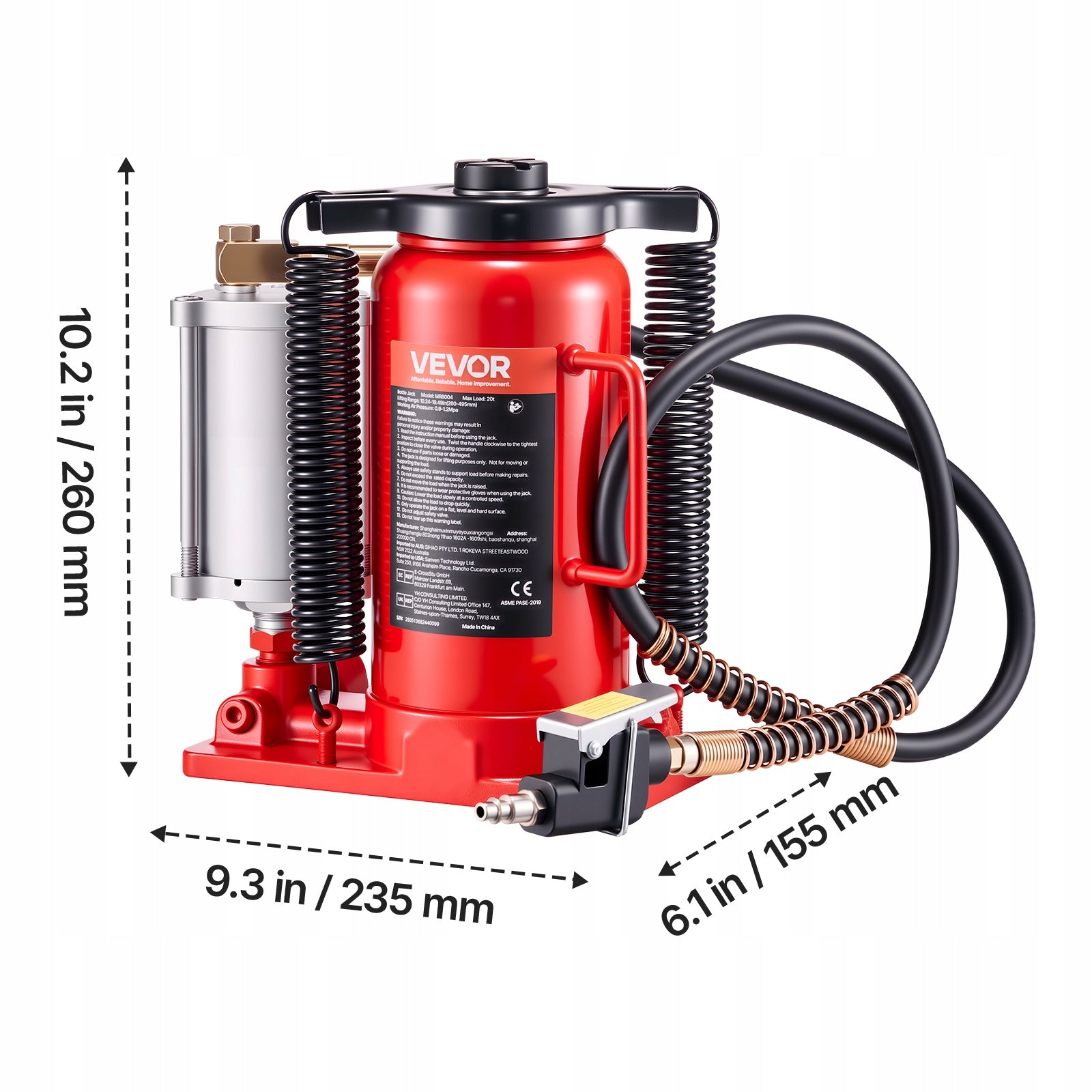 VEVOR Hydraulic Lift Pneumatic 20T Protective Design Brand Vevor