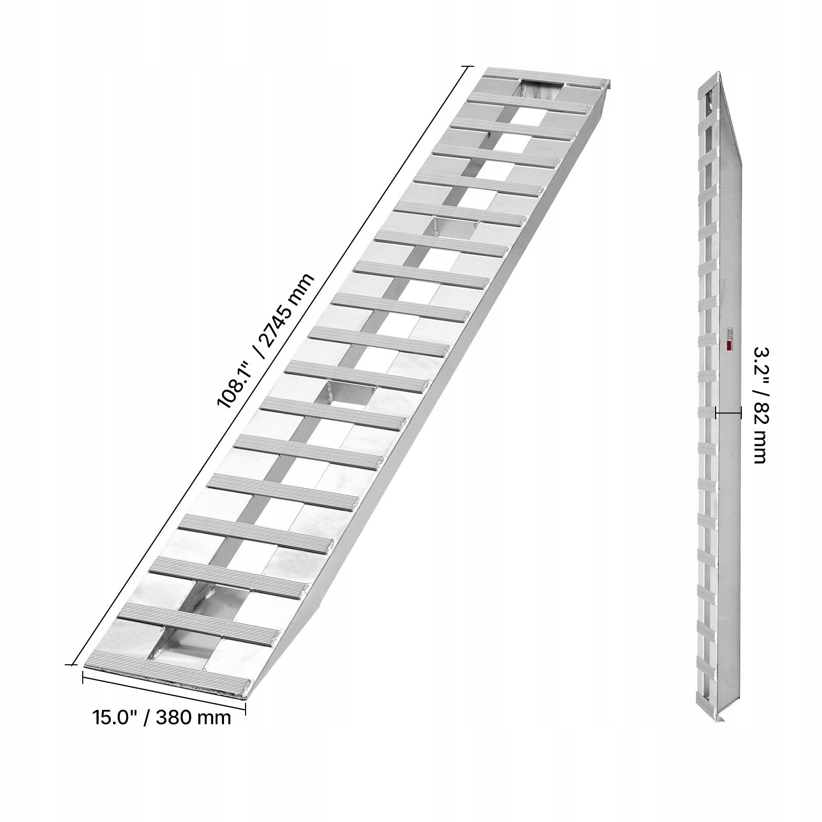VEVOR Loading Ramp 2Pcs 274,5x38CM Load Capacity 4535,9KG Solid Aluminum Manufacturer code LJSLZ108X15IVT