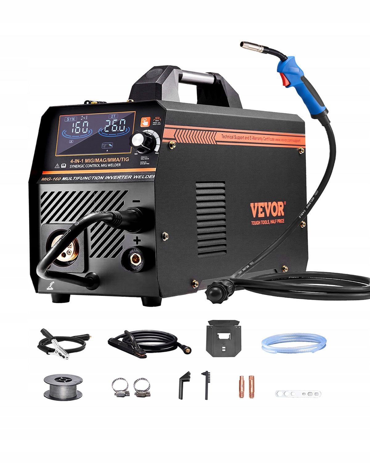 VEVOR MIG 4W 1 160A Welder With HD LCD Screen And IGBT Inverter Technology