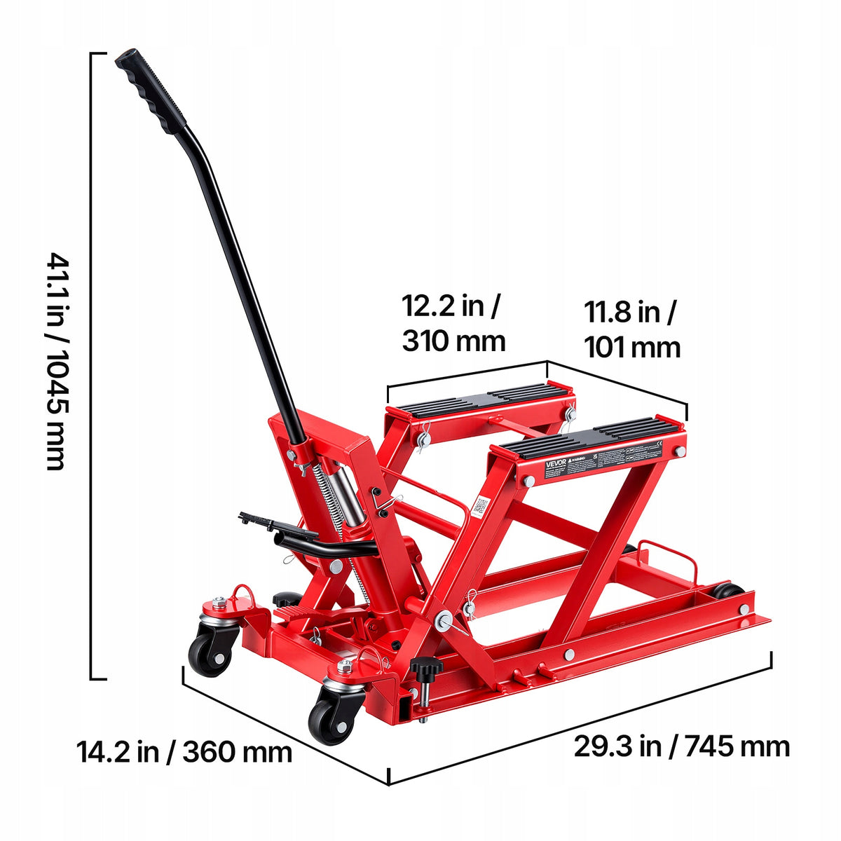 VEVOR Motorcycle Lift Load Capacity 680KG Adjustable Height 115–385MM Lifting capacity 680 kg