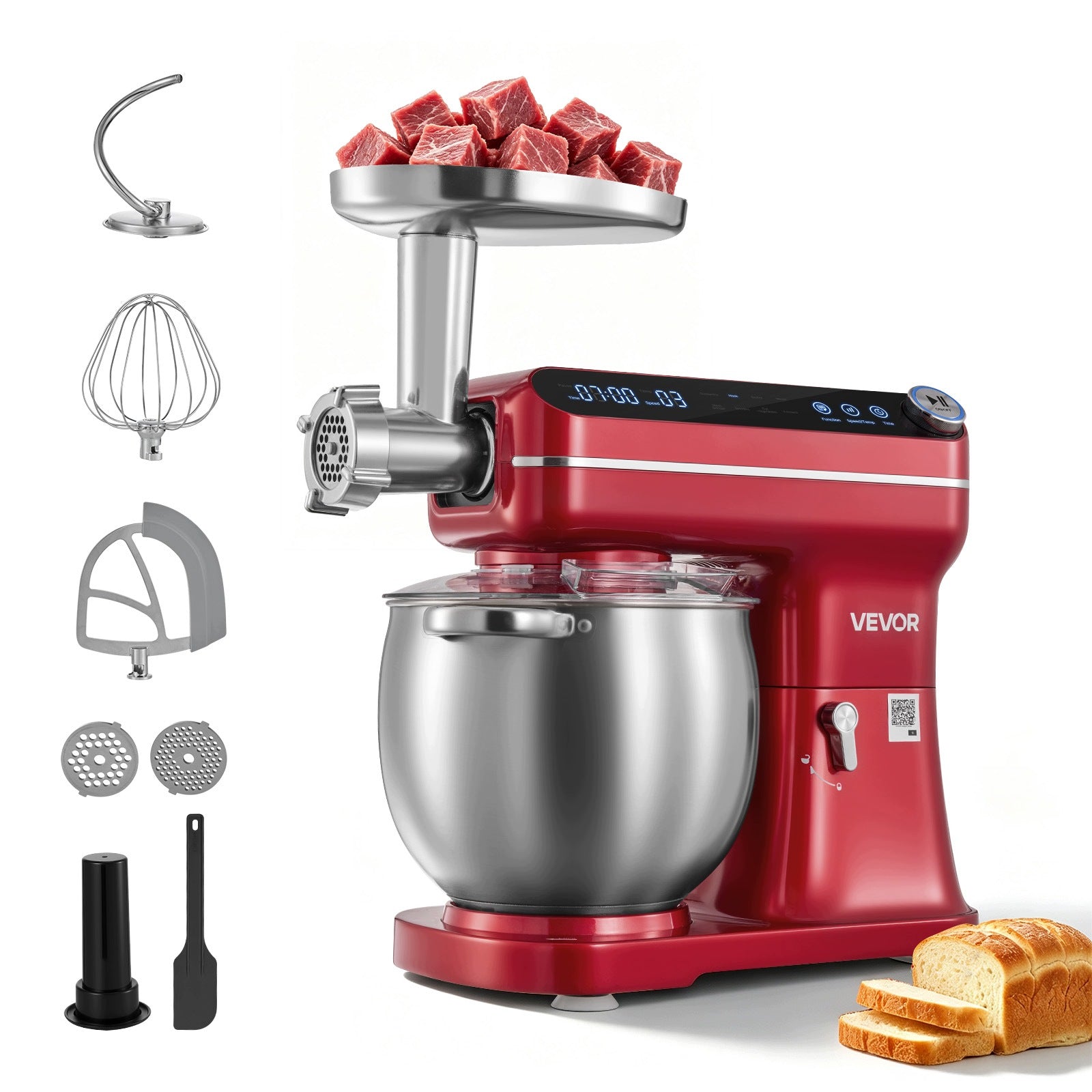 VEVOR Multifunctional Food Processor 7L 1000W With Tilting Head Red Brand Vevor
