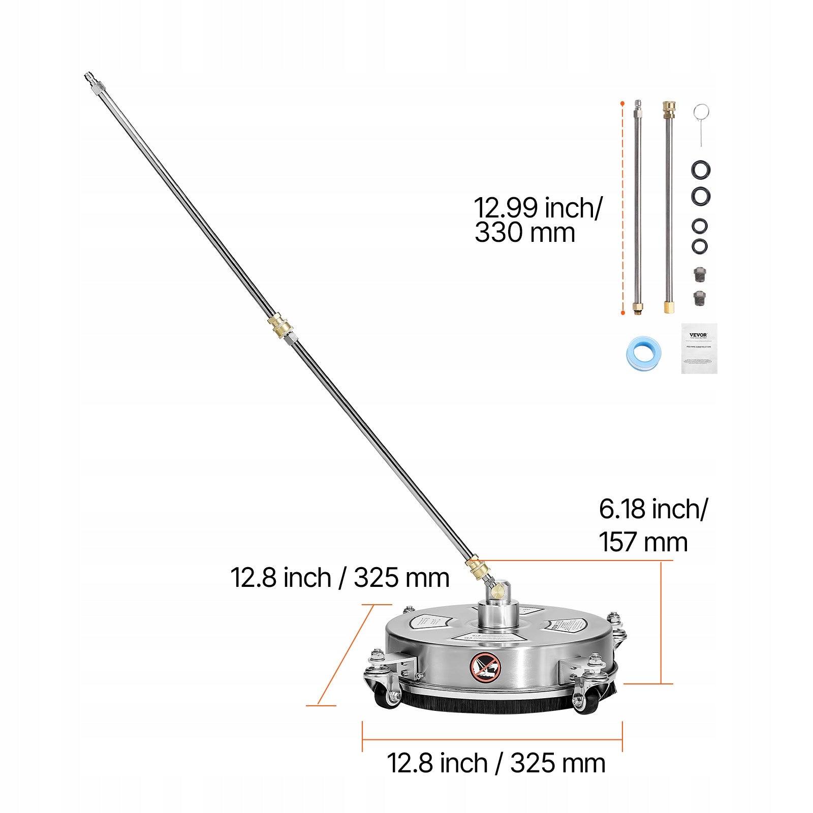 VEVOR Myjka Ciśnieniowa 4000PSI 325MM 4 Koła Z 2 Przedłużone Dysze Trwałe Brand Vevor