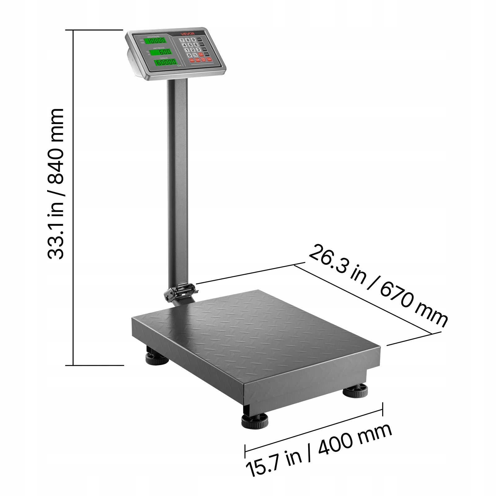 VEVOR Platform Weight Lifting Capacity 300KG Warehouse Weight With Division LB/KG Manufacturer code YTSYSCYXBDG16O