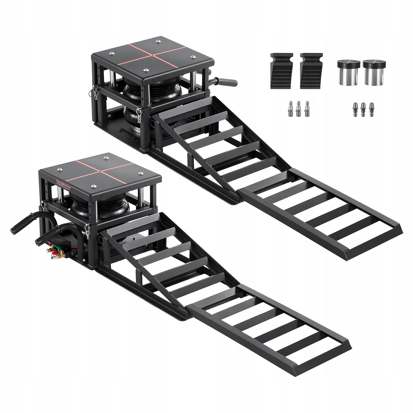 VEVOR Pneumatic Lift 2Pcs With Retractable Ramps And Wheel Wedges Minimum lifting height 195 mm