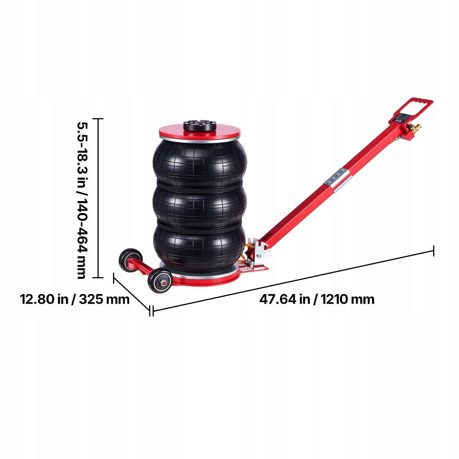 VEVOR Pneumatic Lift Load Capacity 5T Lifting Height 140 – 464MM Maximum lifting height 464 mm