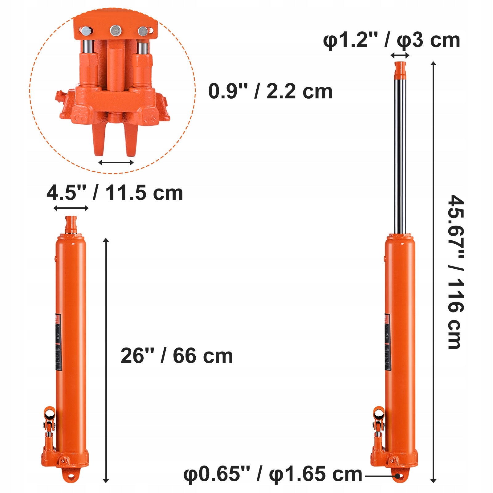 VEVOR Podnośnik Z Długim Tłokiem Nośność 17 600 Funtów Skok Posiada 500MM Brand no brand