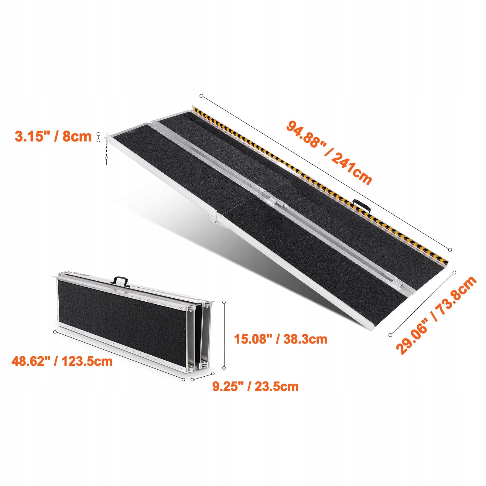 VEVOR Portable Ramp 241x73,8x8CM Load Capacity 363KG Folding Ramp For Strollers Brand Vevor