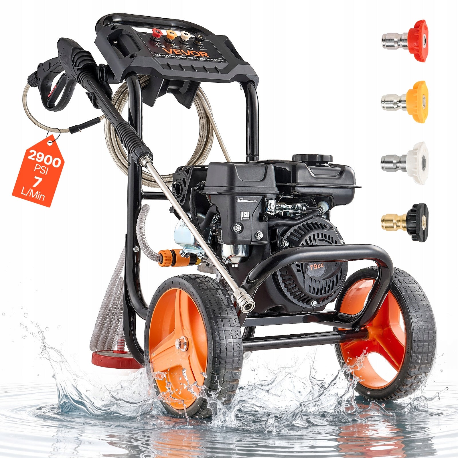 VEVOR Pressure Washer 7L/MIN 2900PSI With Set of 4 Nozzles Easy Cleaning