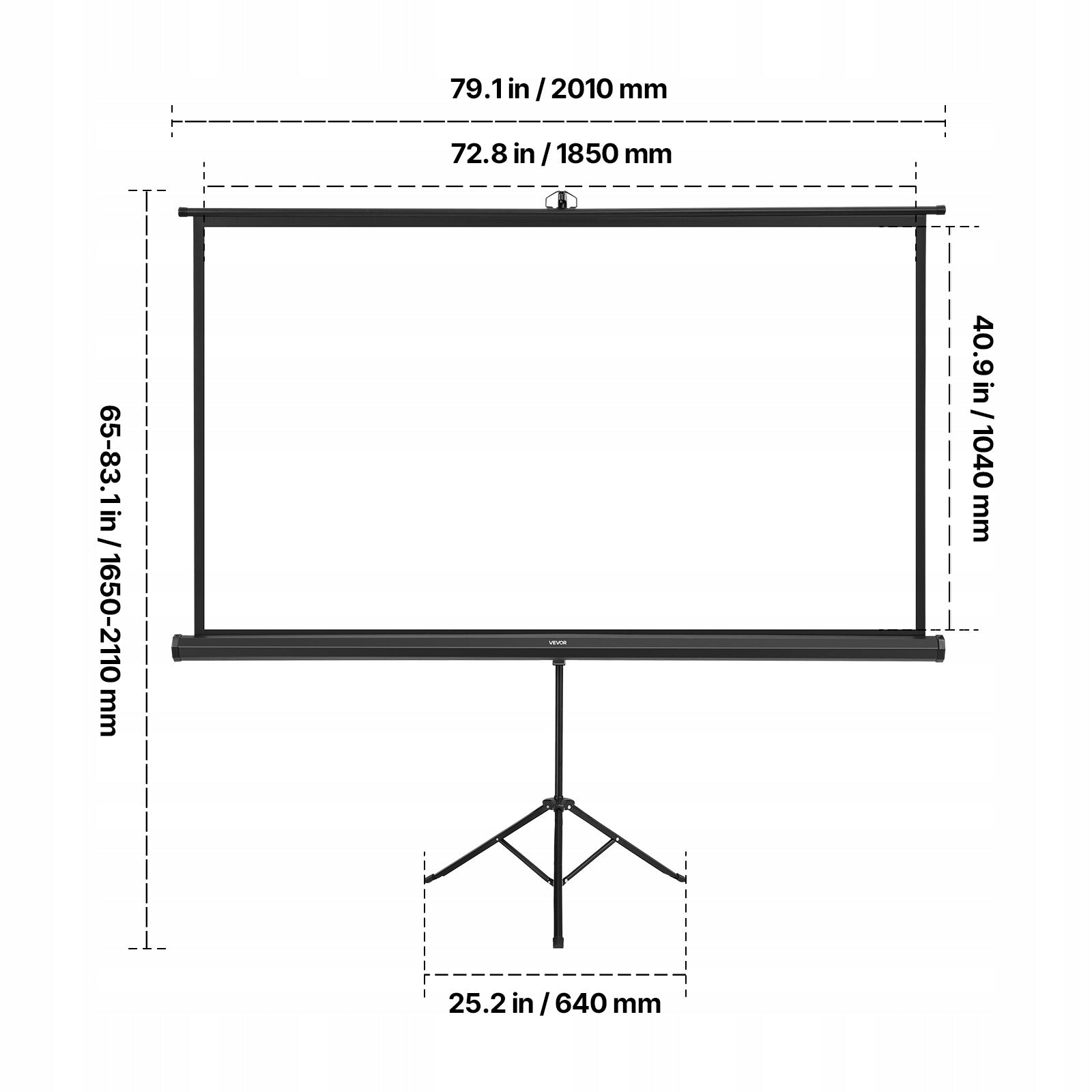 VEVOR Projection Screen 84" 16:9 4K Ultra HD I 1080P Creasing Resistant Model TS84H