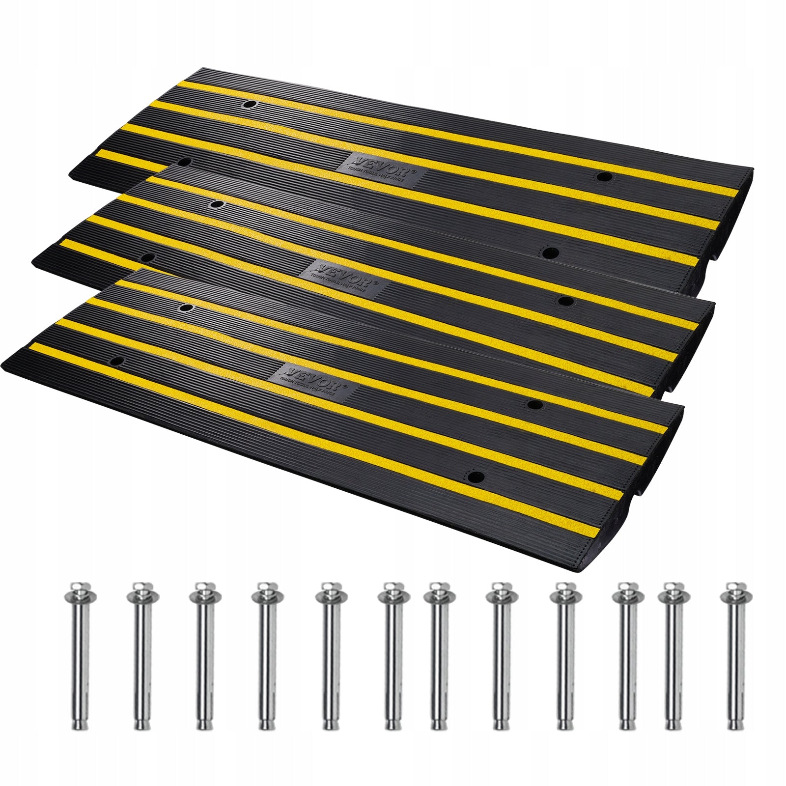VEVOR Rampa Progowa 3Szt 122x40.5x6.5CM Nośność 15T Rampa Krawężnika