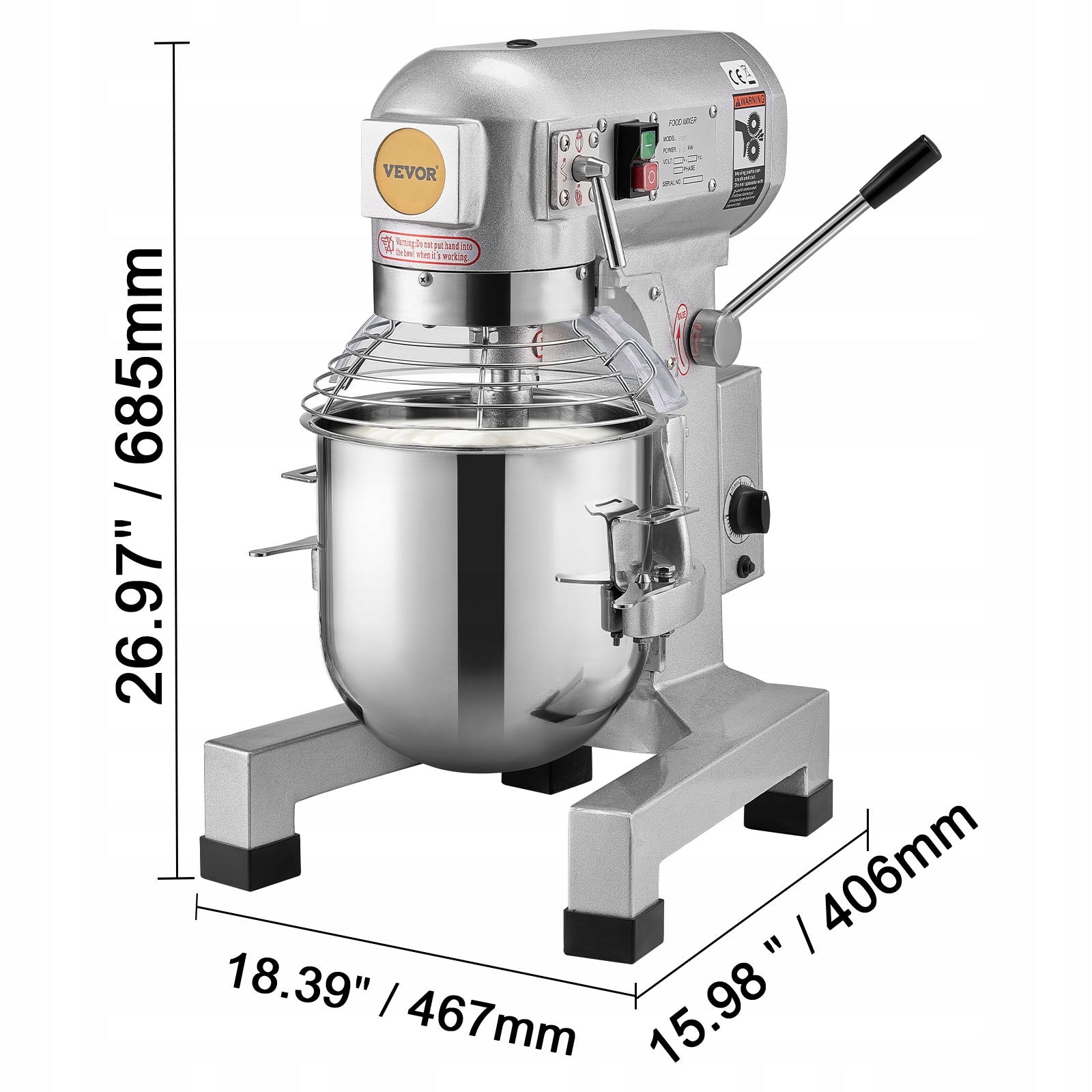 VEVOR Robot Kuchenny 467x406x685MM 550W 14QT 3 Tryby Mikser Stojący Brand Vevor