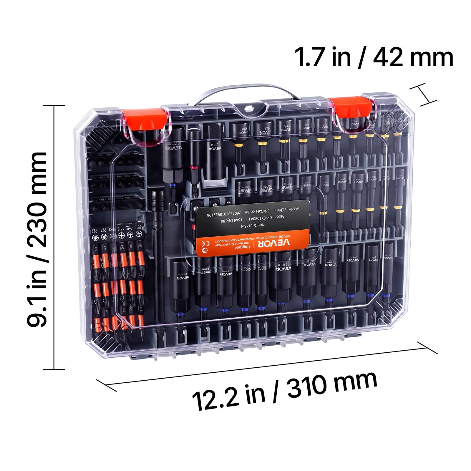 VEVOR Set of Socket Wrenches 80Pcs SAE And Metric Magnetic Caps Manufacturer code LMQZTZ80PCSG1O