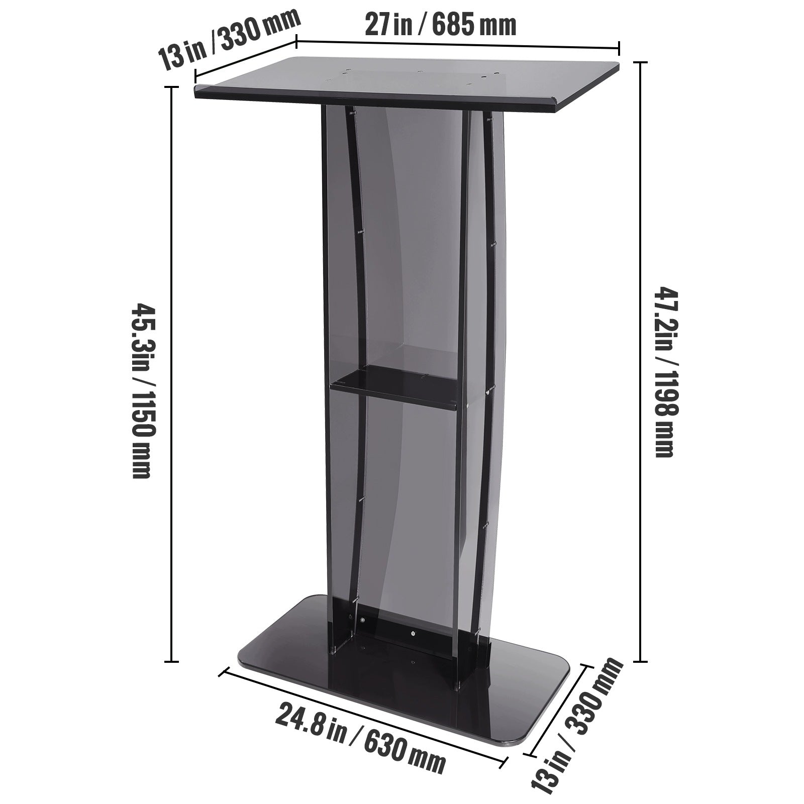 VEVOR Standing Lecturer 119,8CM Acrylic Podium For Church Office And School Manufacturer code CTSJTHSTMYK4
