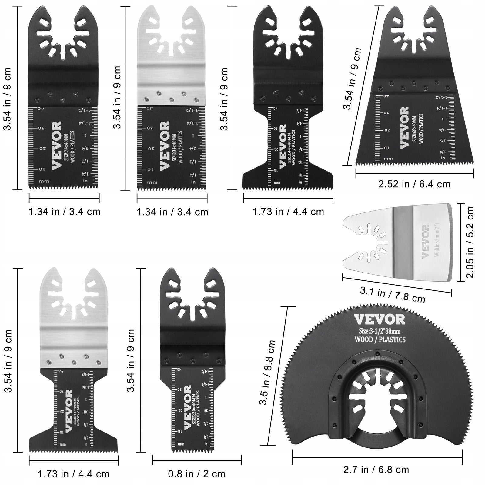 VEVOR Tool Saw Blades 30PCS 8 Types Quick Replace Interface Packaging status original