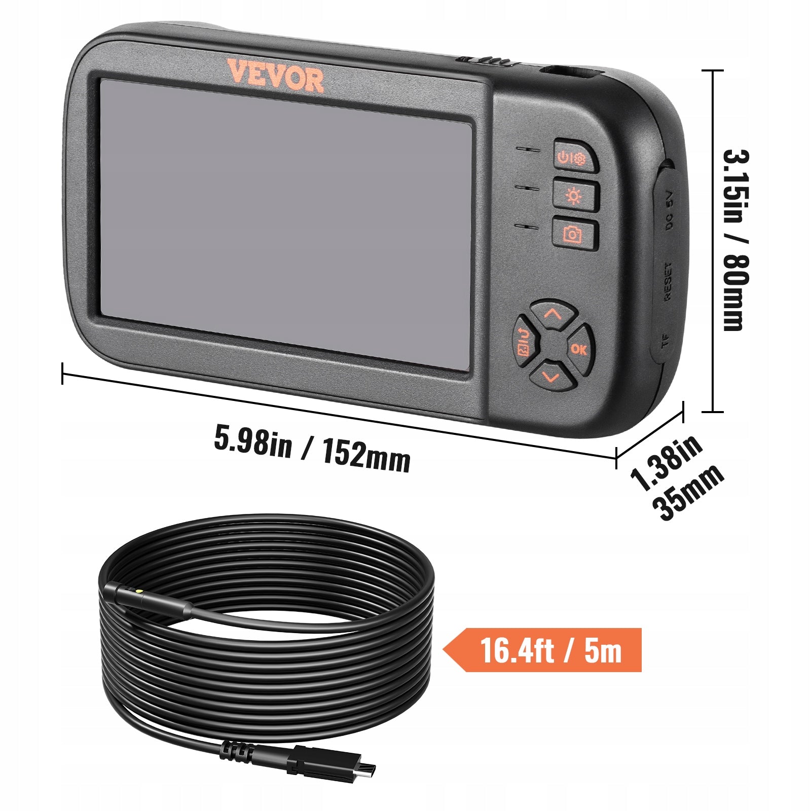 VEVOR Triple Endoscope Camera With 4,5" IPS Screen For Automotive Pipes Manufacturer code QXNKJ34552500