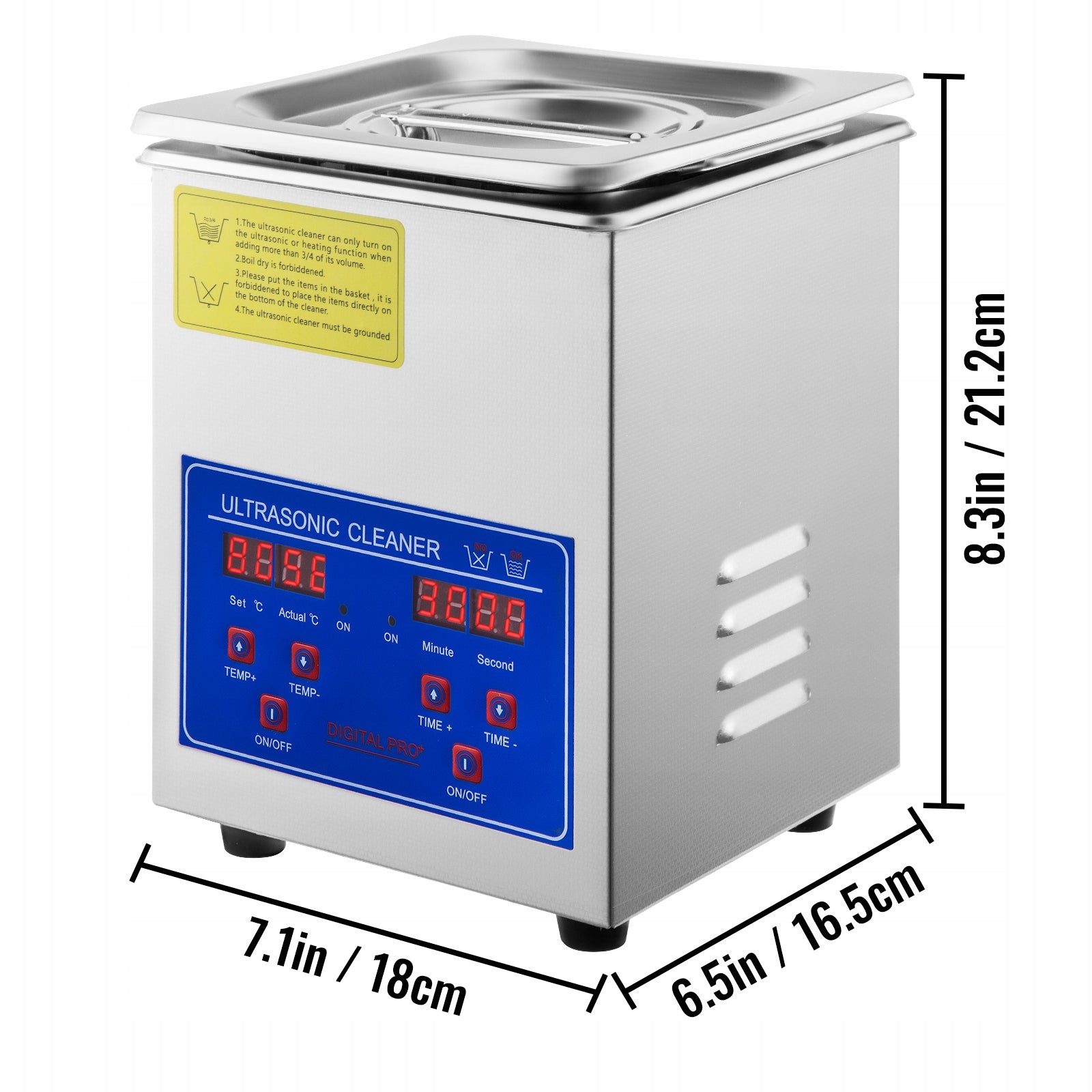 VEVOR Ultrasonic Cleaner 1-1,3L With Basket With Heating Clock SUS304 Manufacturer code QXJ1.3LCSB000000