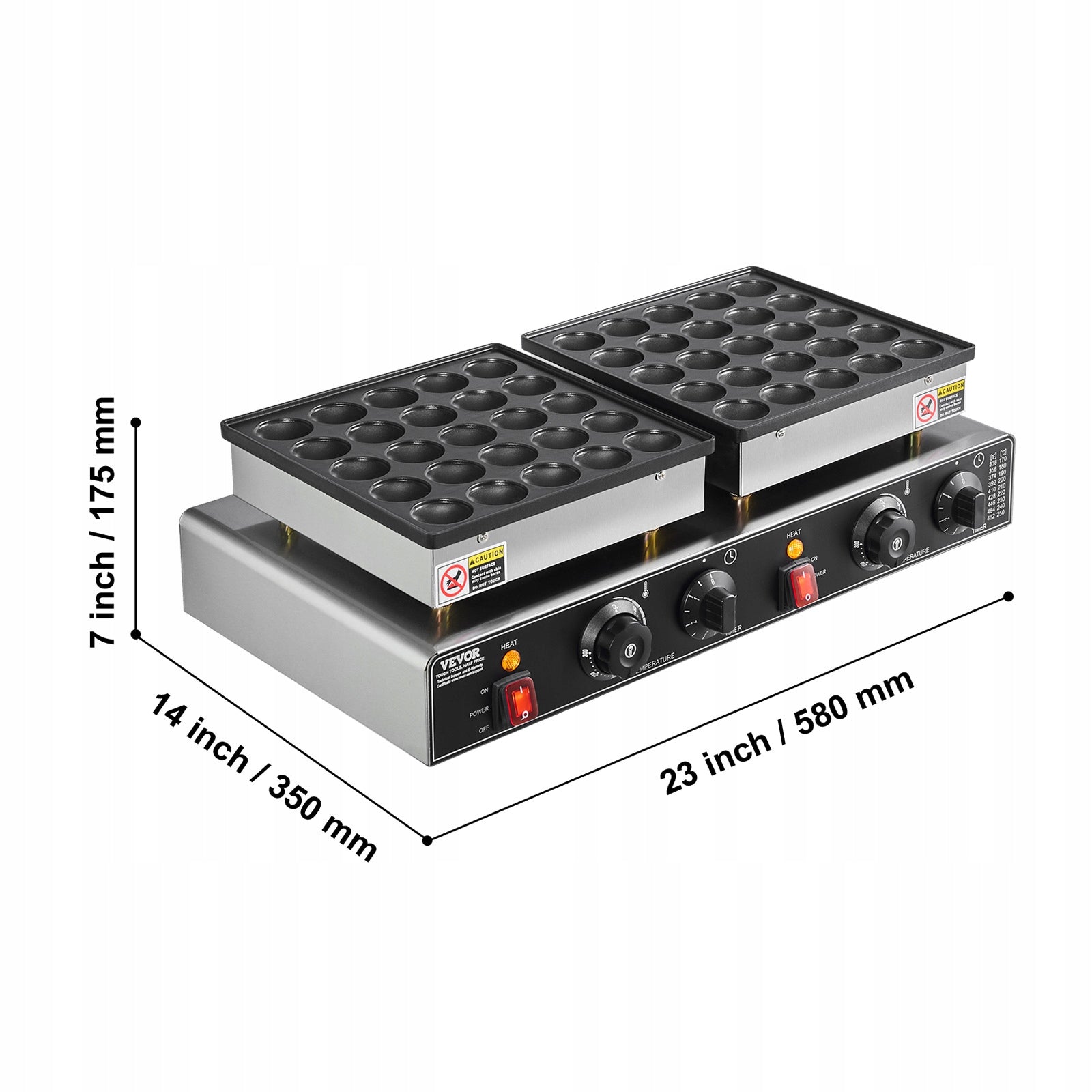 VEVOR Waffle Iron 1800W Dorayaki With Anti-Adhesion Coating Power rating 1800 W