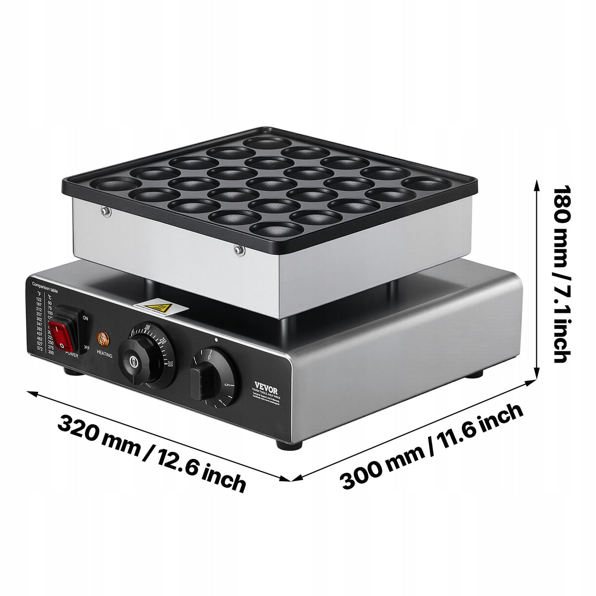 VEVOR Waffle Iron 25-Piece Stainless Steel For Home Baking Power rating 850 W