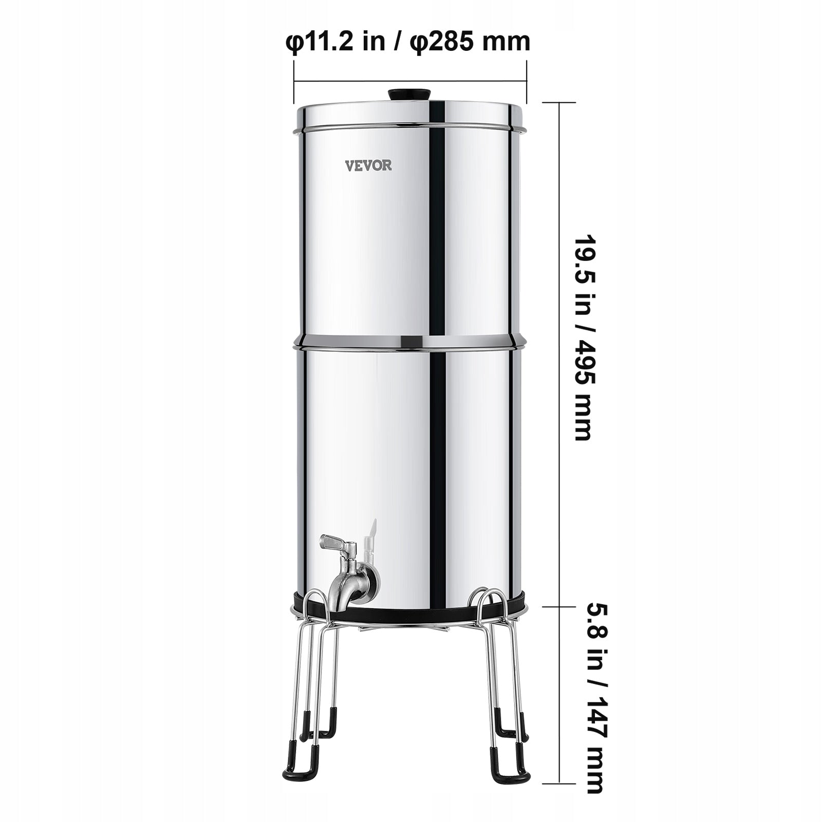 VEVOR Water Filter With 2 Ceramic Carbon Filters Stainless Steel Manufacturer code ZLLSQ225G