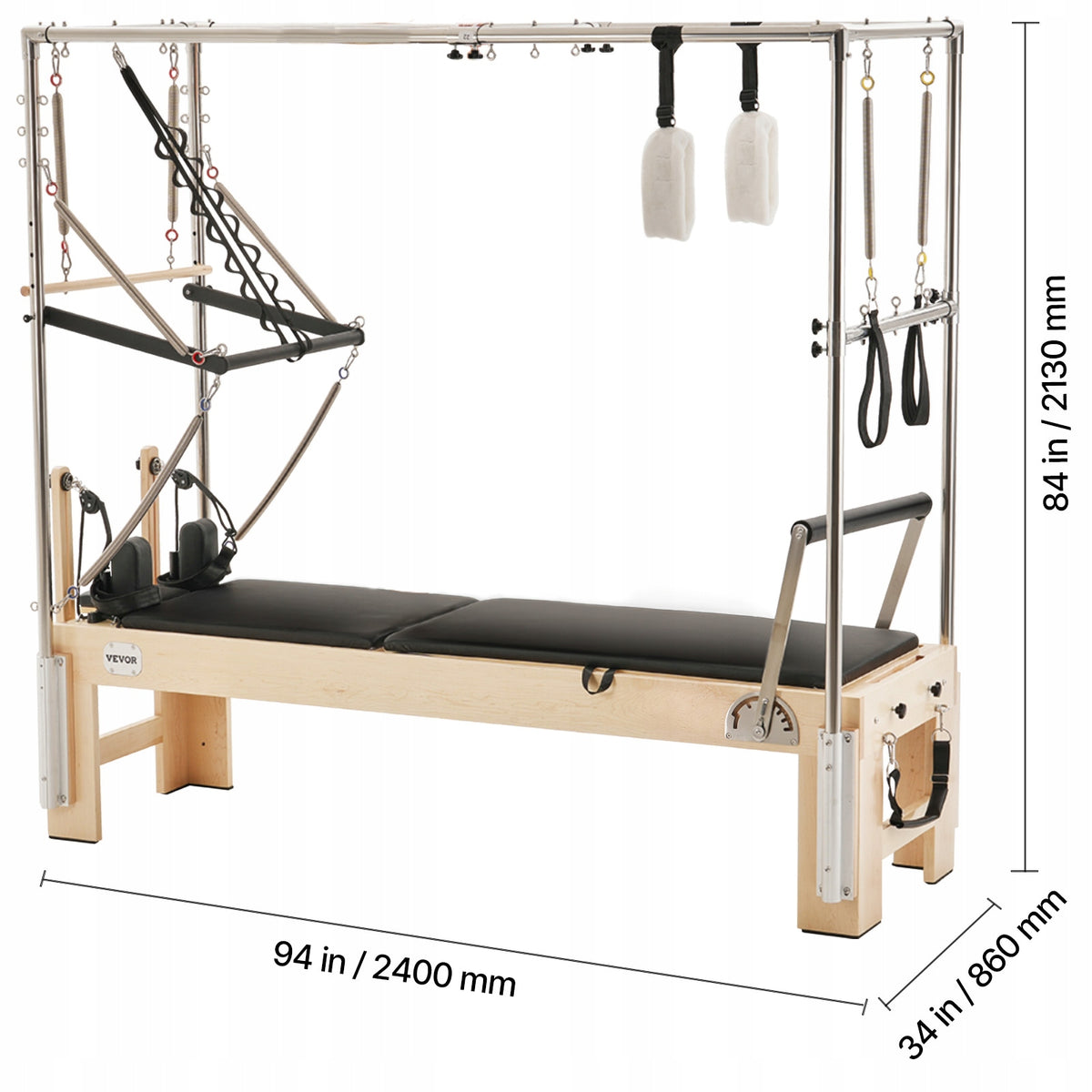 VEVOR Wooden Pilates Reformer With Double Resistance Load Capacity 181,44KG Manufacturer code KDLKPLTHXCFM