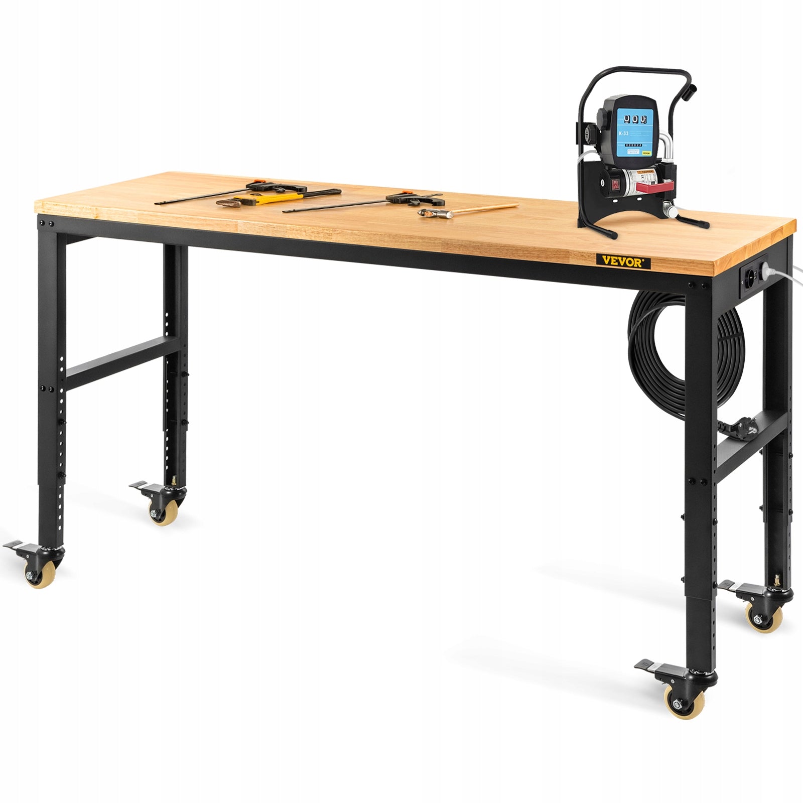 VEVOR Workbench Adjustable Height 122x51x104cm 720KG 79-104cm Casters