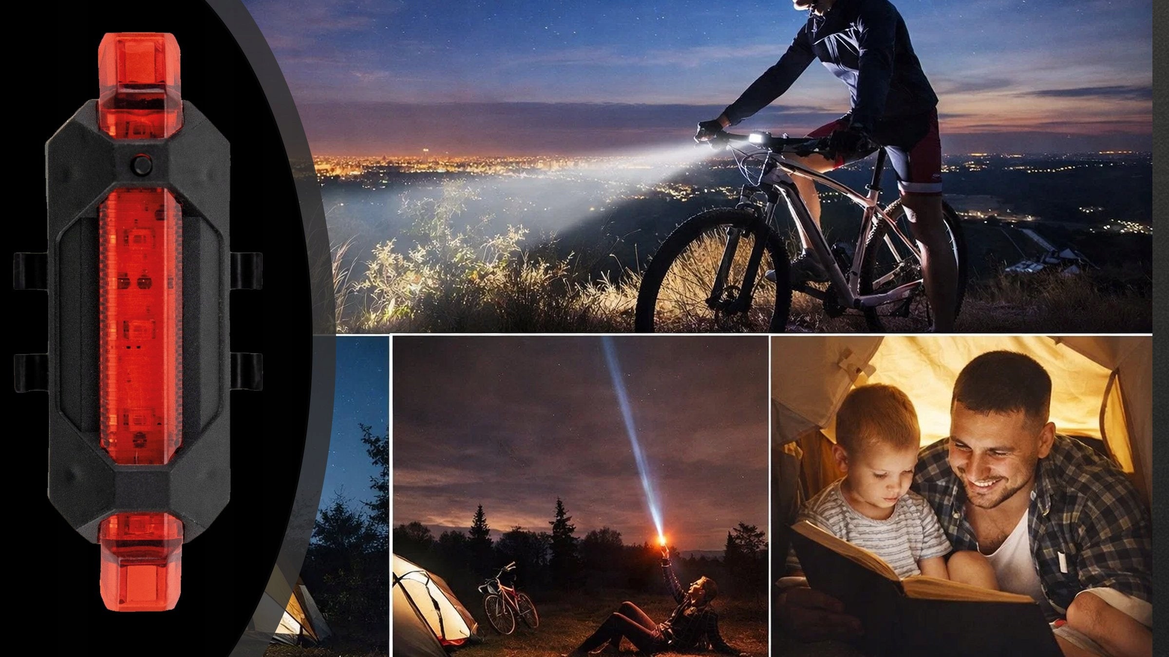 VEZO 2x BICYCLE LIGHT FRONT REAR LED BIKE KIT USB FRONT REAR Brand VEZO