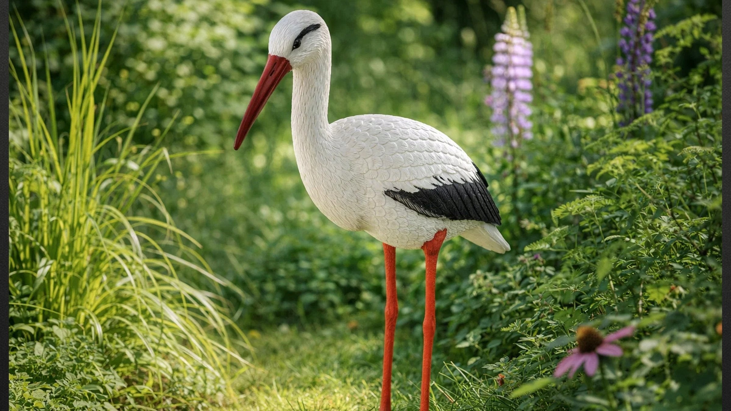 VEZO STORK STANDING LARGE AS A LIVING GARDEN FIGURINE DECORATION FOR GARDEN 82CM Packaging status original