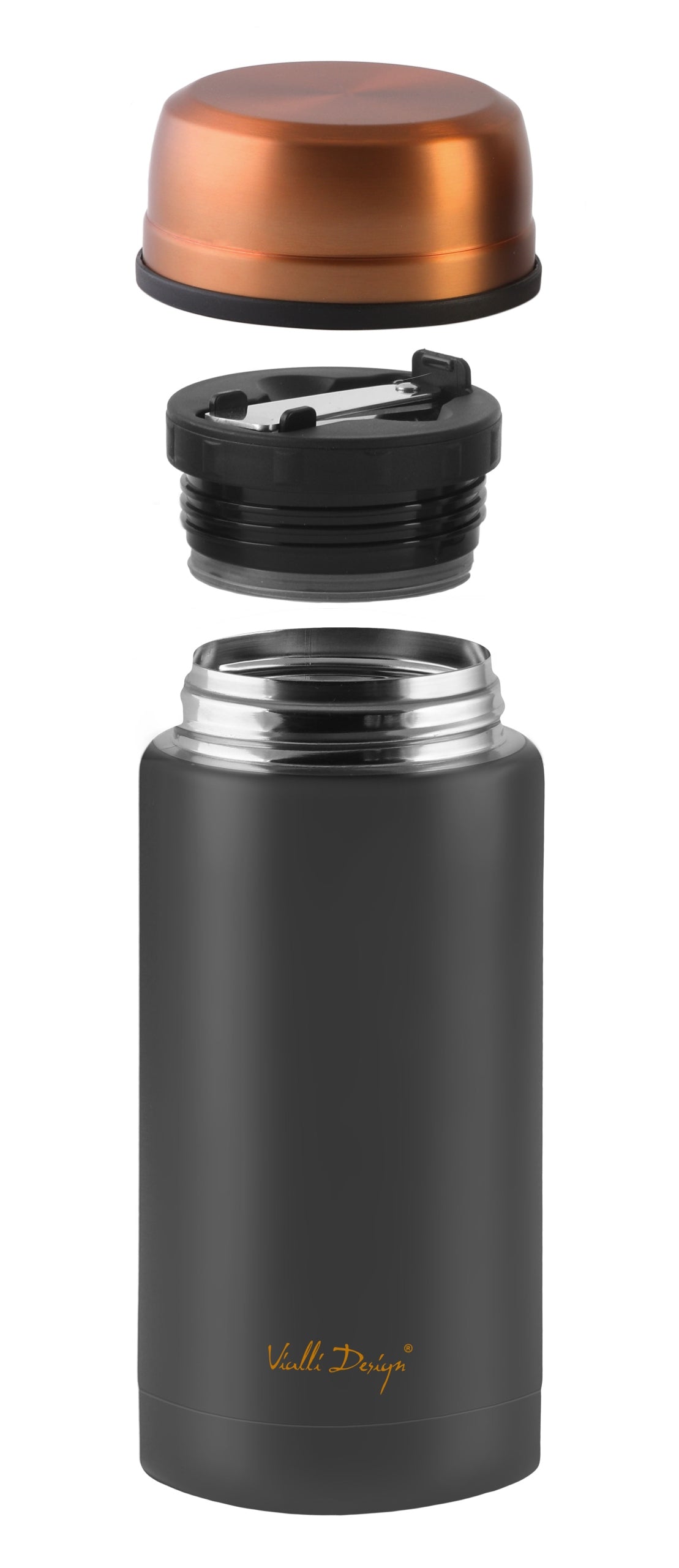 Vialli Design pietų termosas Fuori, 750 ml, juodas/auksinis