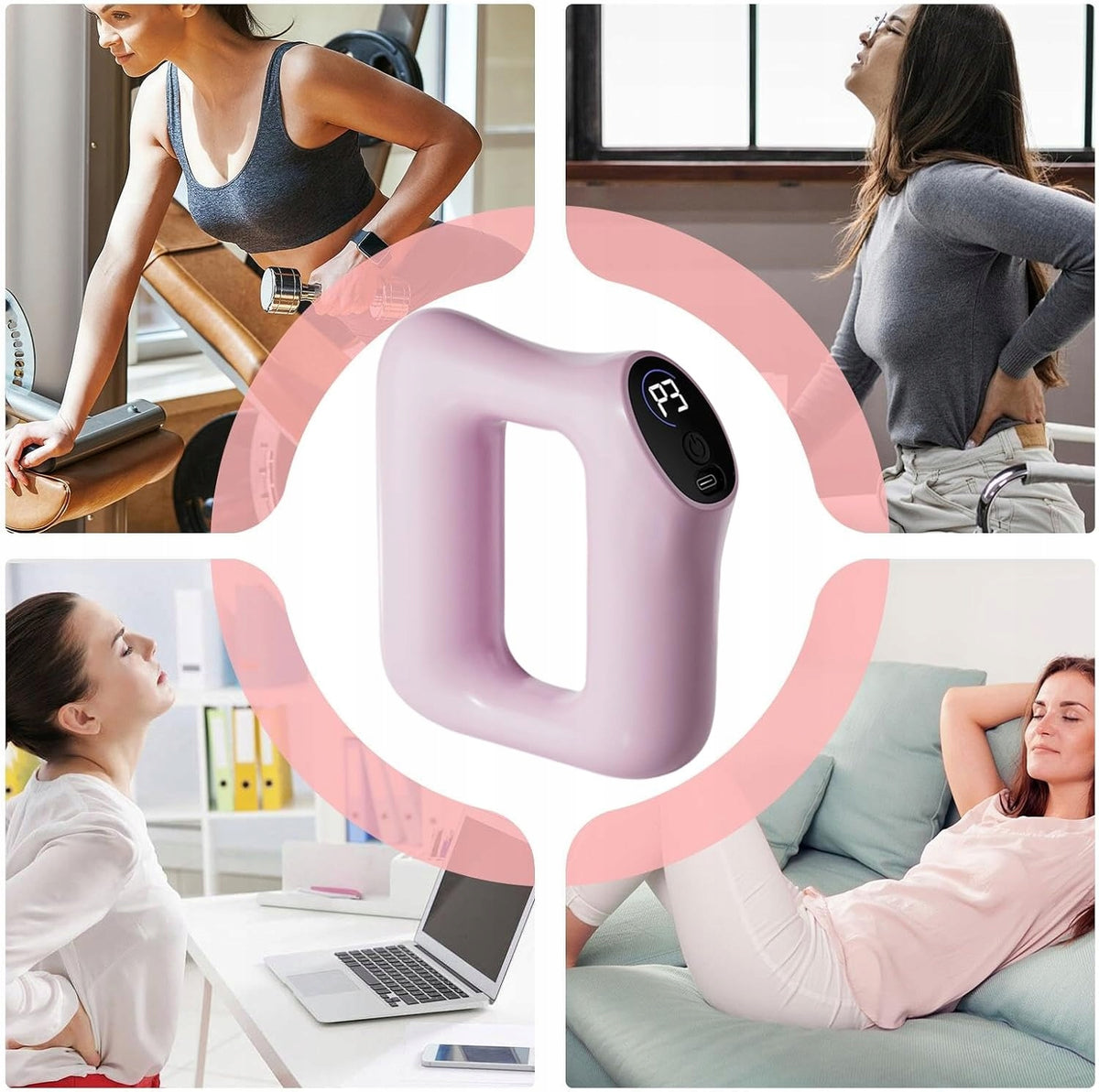 VIBRATING FASCIA RING WITH 3 MASSAGE MODES IMPROVES CIRCULATION Model JCH-5832-PP