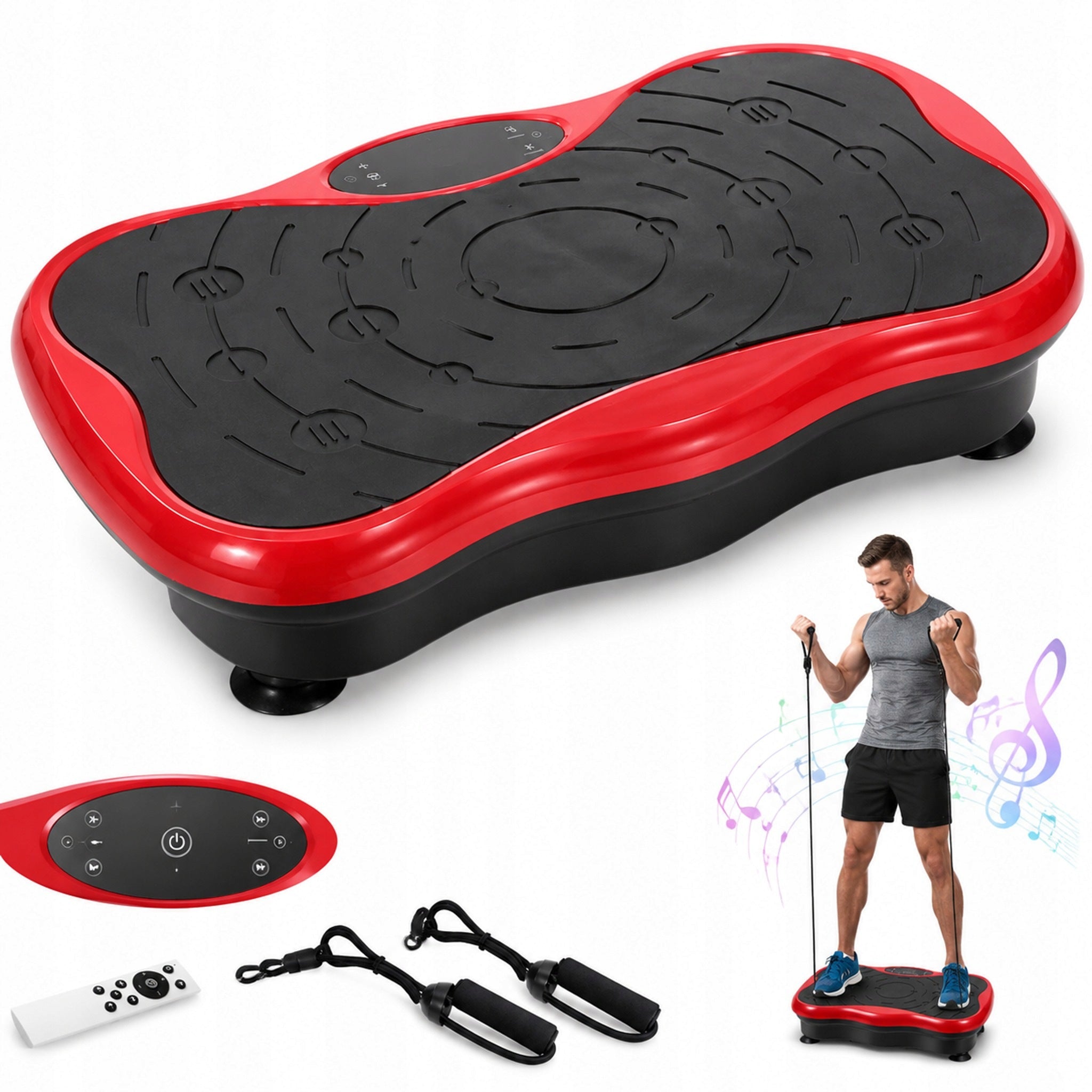 VIBRATION FITNESS PLATFORM, BLUETOOTH REMOTE CONTROL RED