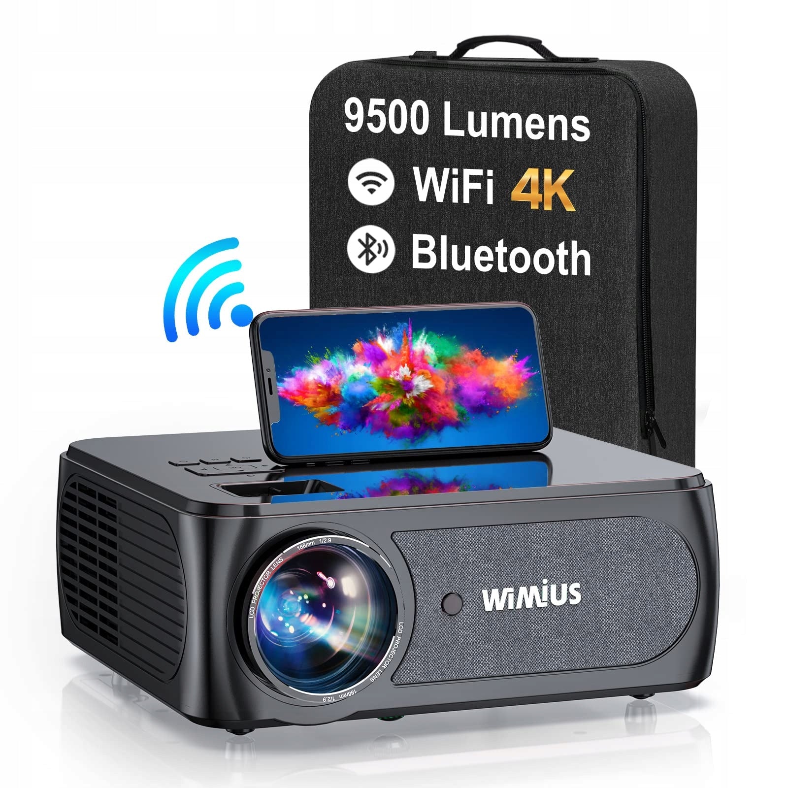 VIDEO PROJECTOR WIMIUS K8 PORTABLE PROJECTOR WIFI BLUETOOTH FULL HD 1080P