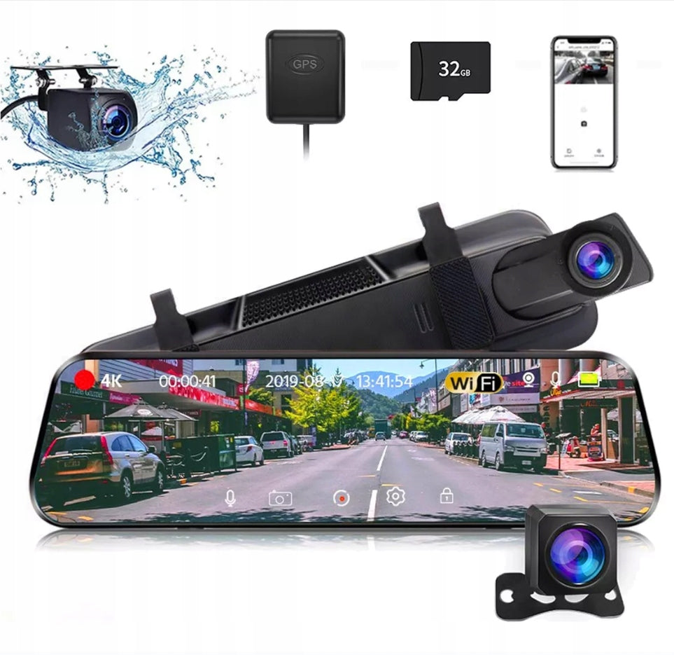 VIDEO RECORDER 4K wifi CAR CAMERA GPS MIRROR TOUCH SCREEN Brand no brand