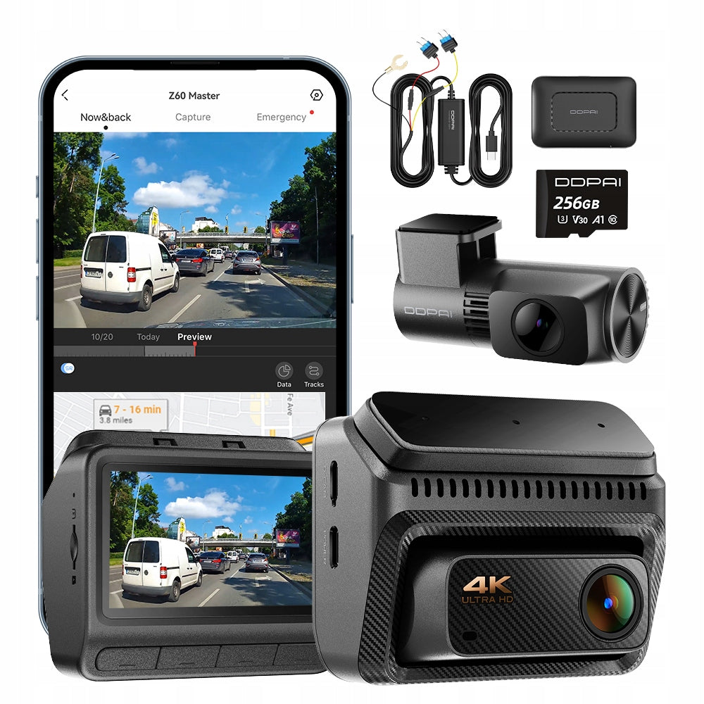 VIDEO RECORDER CAMERA Z60 MASTER DDPAI 4K HDR +2K REAR +MODULE 4G +256GB