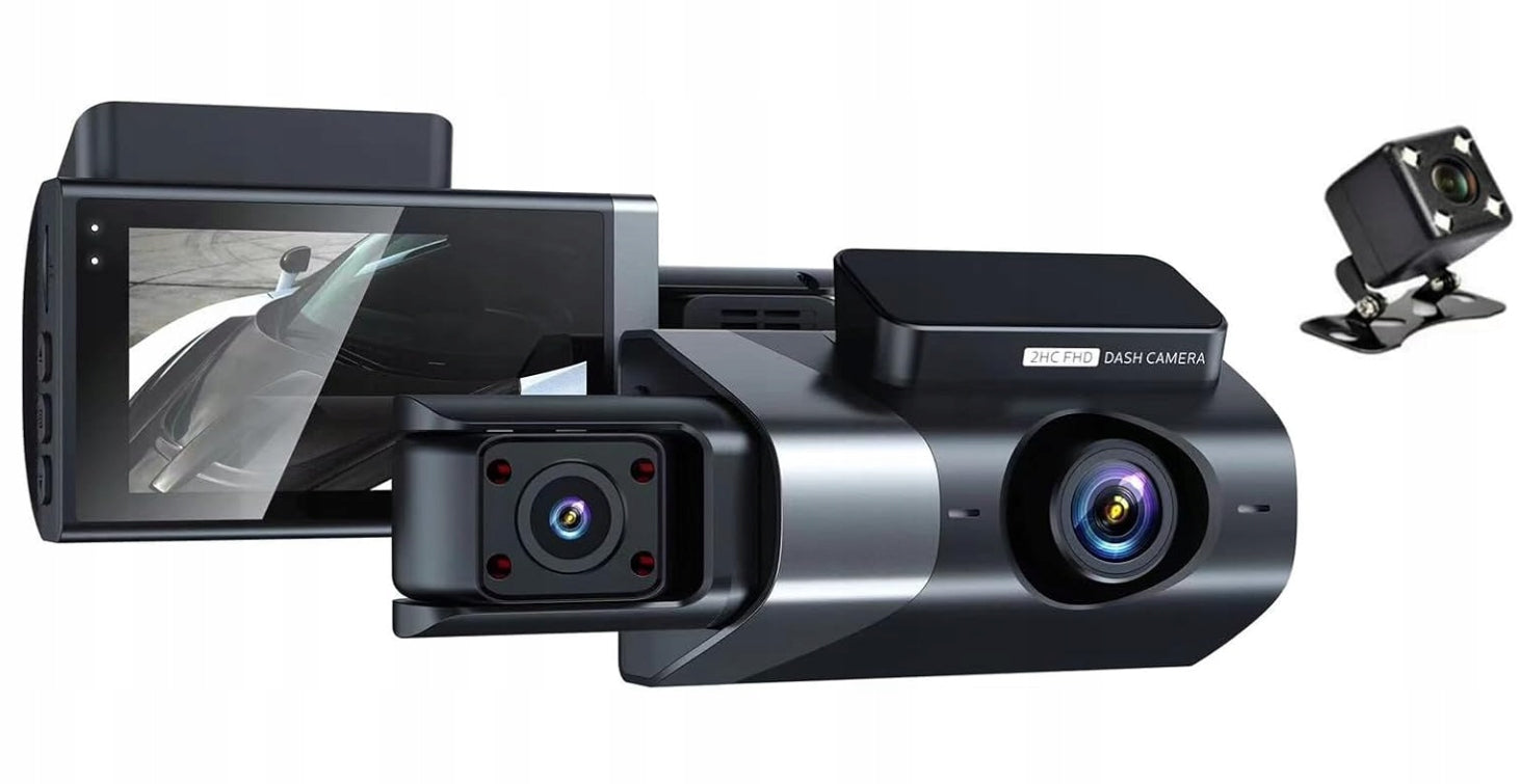 VIDEO RECORDER CAR CAMERA 3 CHANNEL HD 1080P FRONT,INTERIOR,REAR Packaging status original