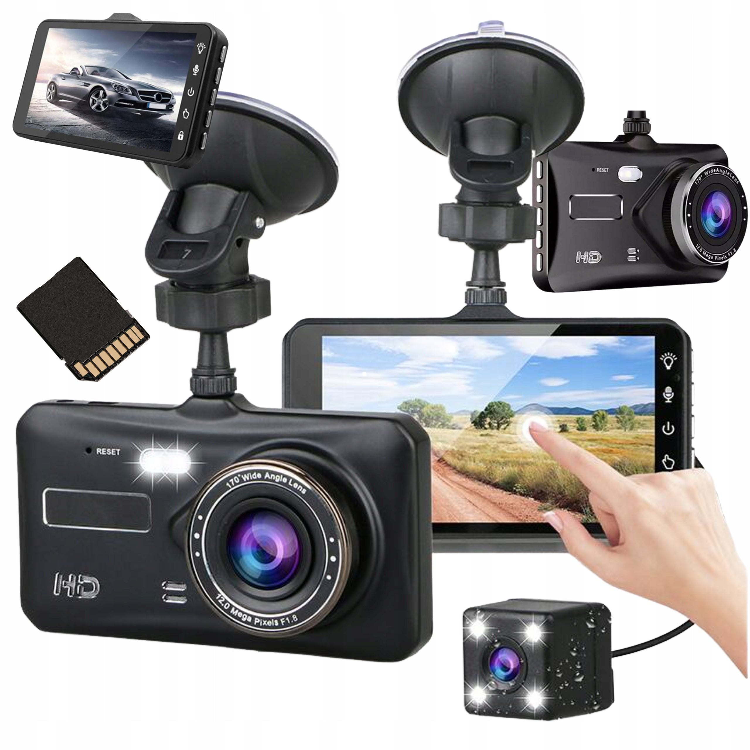 VIDEO RECORDER DASH CAM CAMERA FOR REVERSING TOUCH SCREEN PL MENU