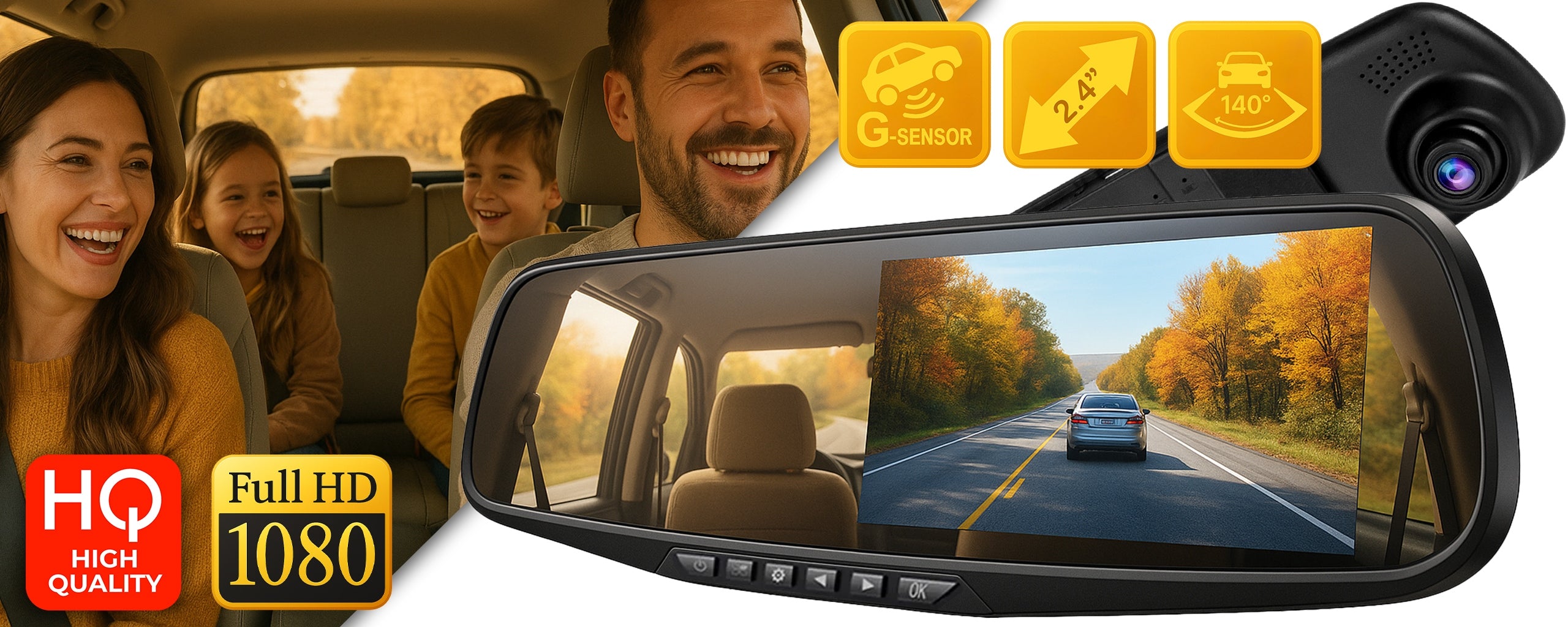 VIDEO RECORDER DASH CAM MIRROR RECORDER FRONT REAR FULL HD Packaging status original
