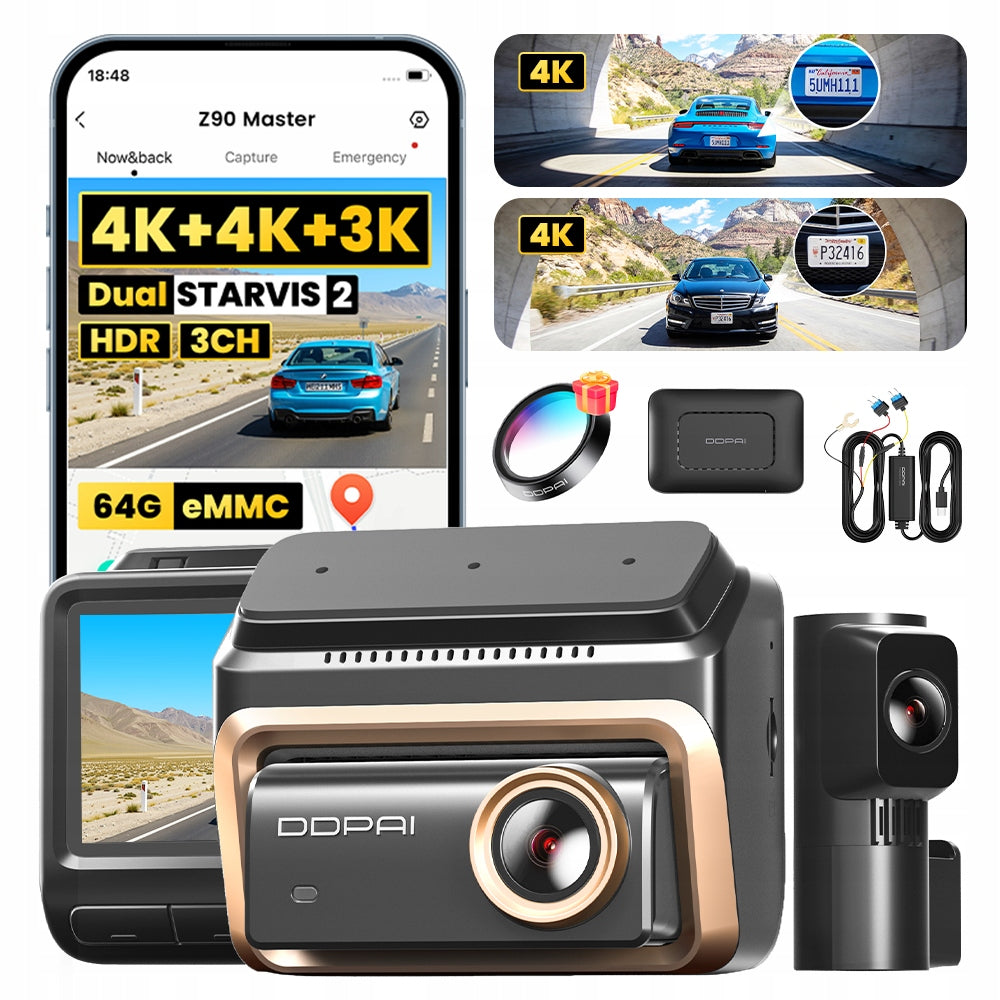 VIDEO RECORDER DDPAI CAMERA Z90 MASTER 4K HDR FRONT + REAR + 4G MODULE