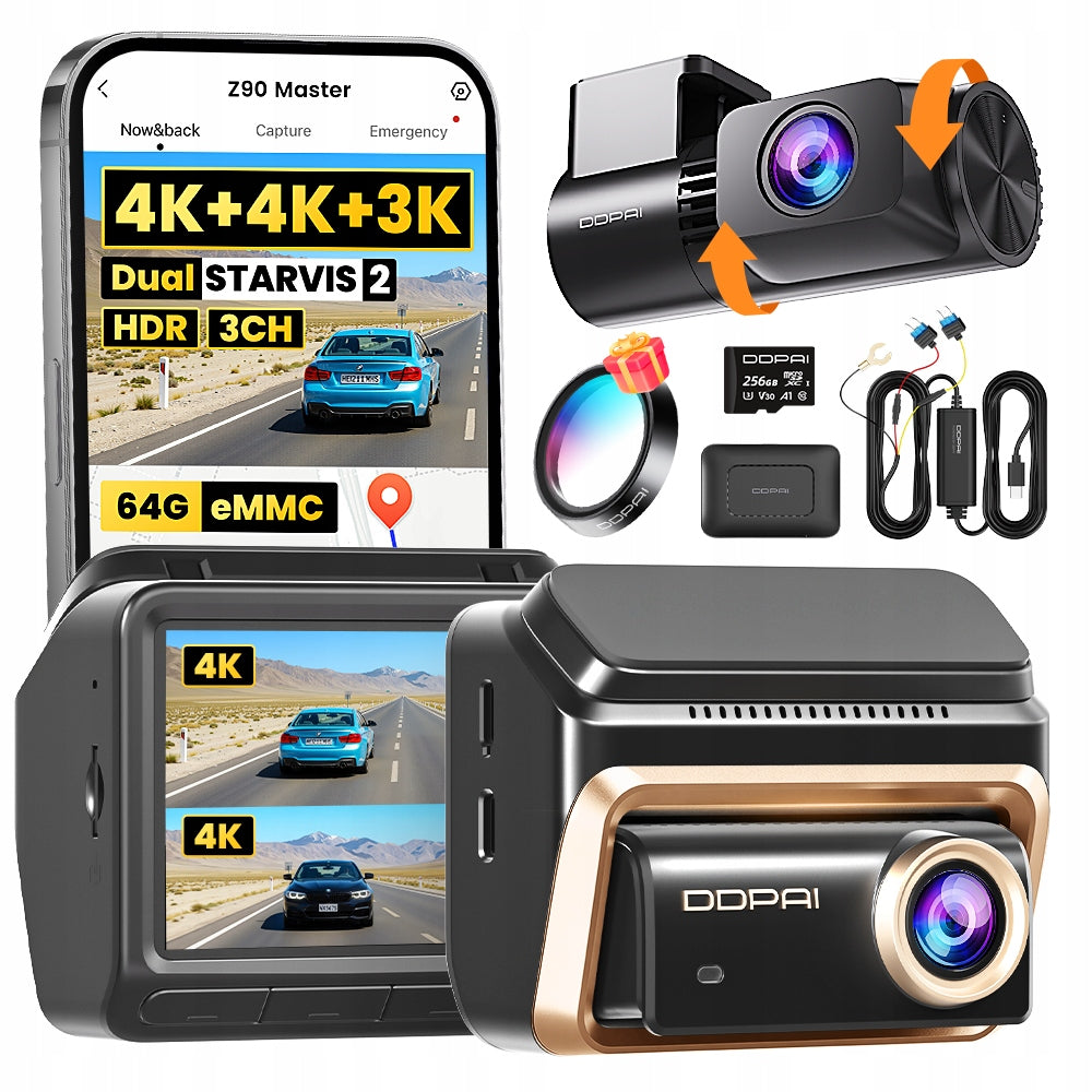 VIDEO RECORDER DDPAI Z90 MASTER CAMERA 4K HDR + REAR + 4G MODULE SET