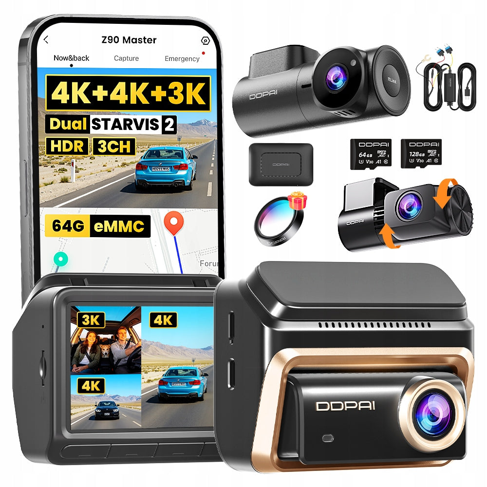 VIDEO RECORDER DDPAI Z90 MASTER CAMERA 4K +MINI3X+REAR+MODULE 4G SET