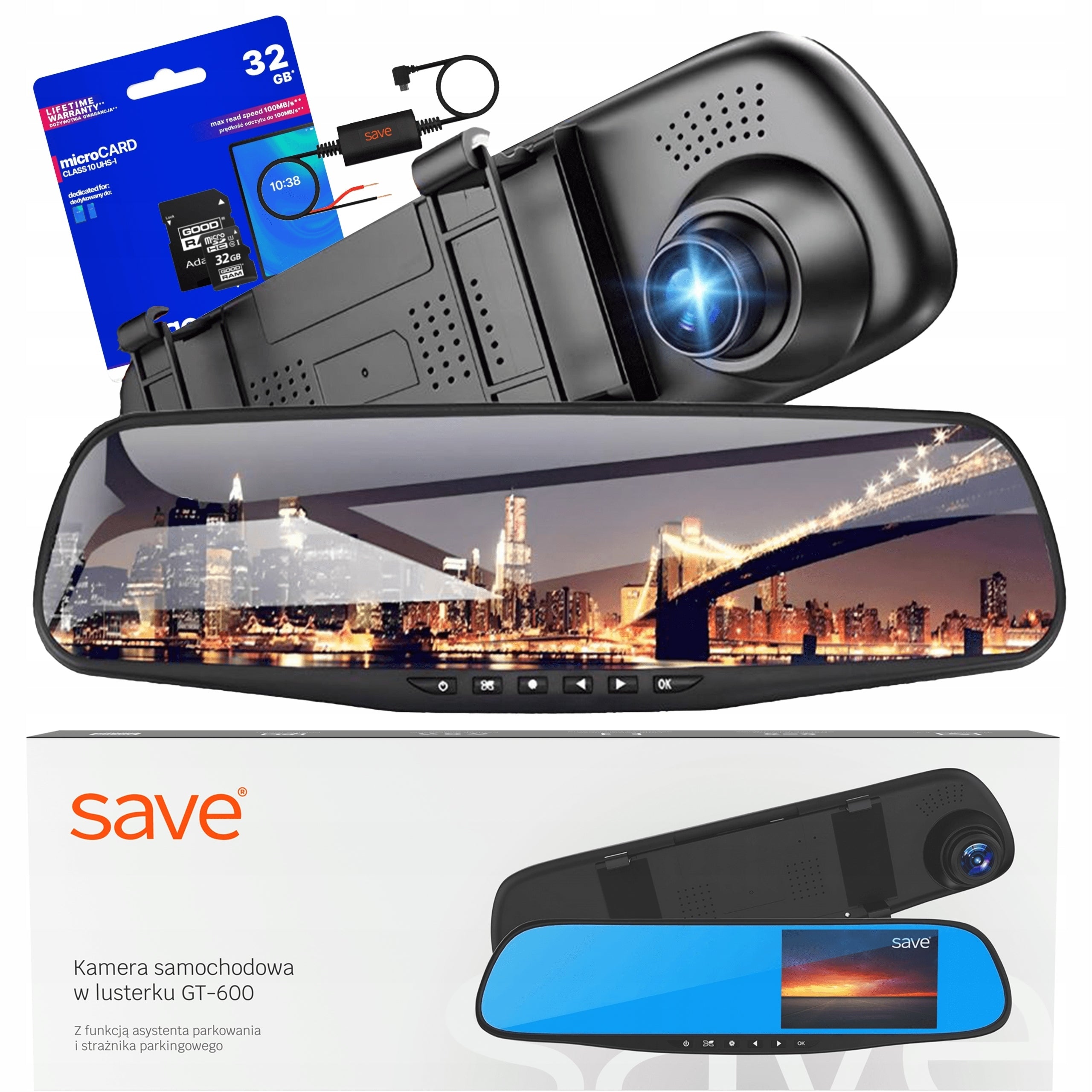 VIDEO RECORDER IN MIRROR CAR CAMERA FULL HD 170° REVERSING CAMERA
