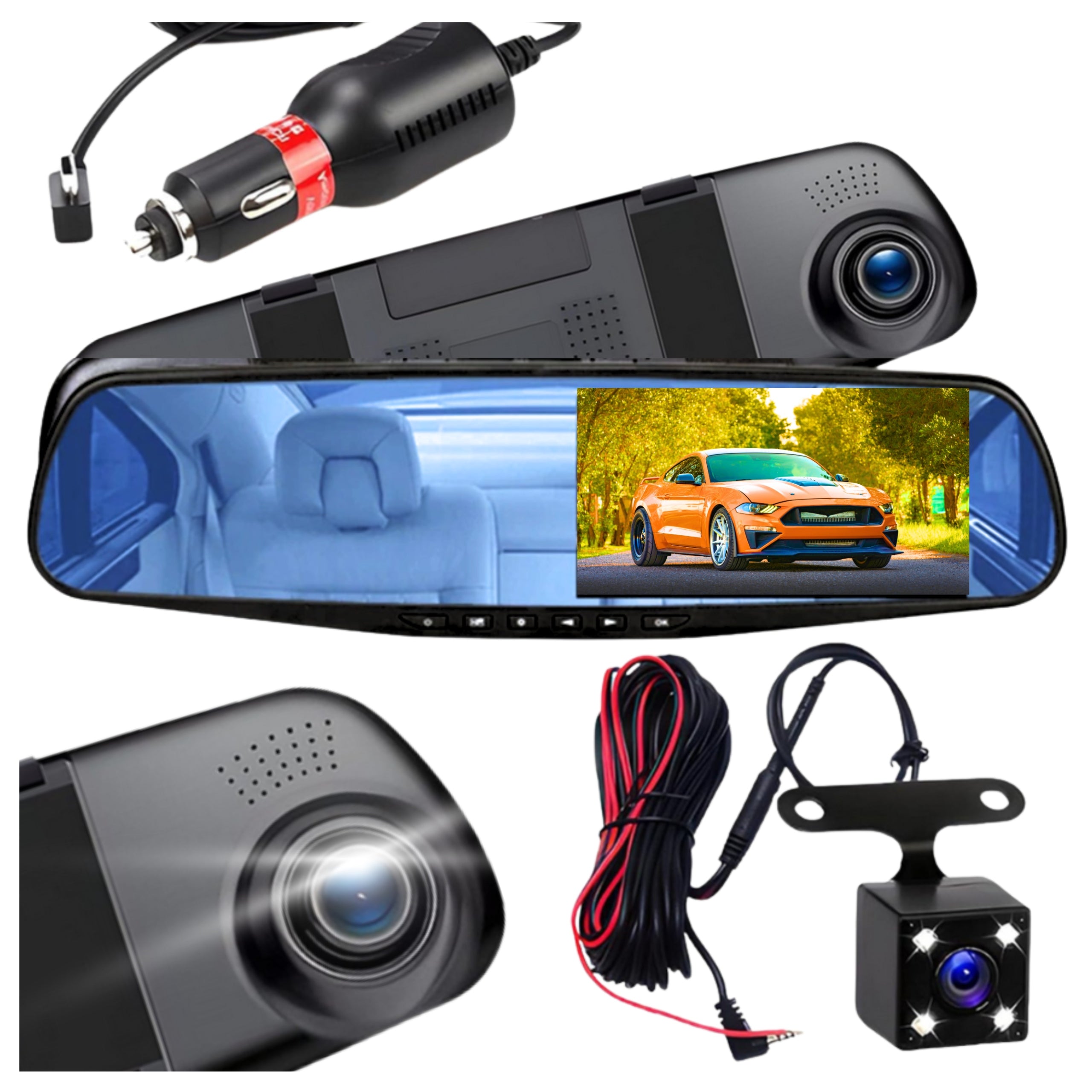 VIDEO RECORDER MIRROR CAR CAMERA FULL HD 32GB REVERSING FRONT REAR