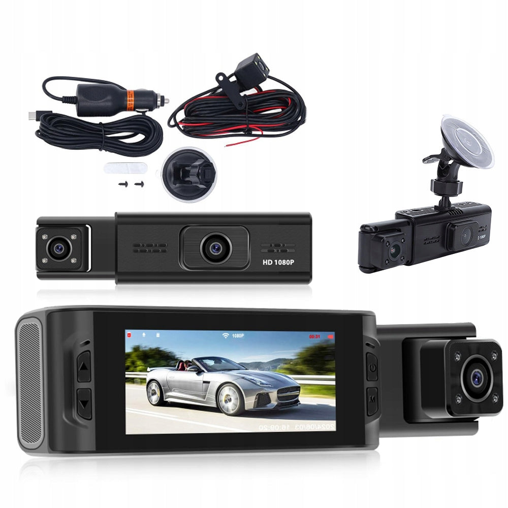 VIDEOREJSTRATOR 3 cameras dashboard camera Wifi glass