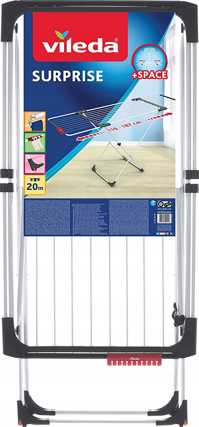 VILEDA LAUNDRY DRYER WITH EXTENDABLE ARMS 20M FOR BALCONY TERRACE GARDEN Unfolded width 187 cm