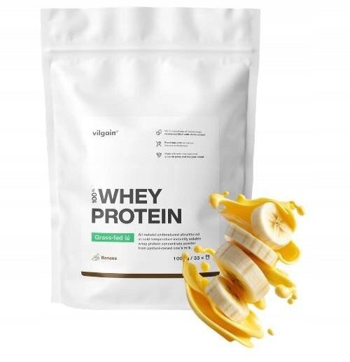VILGAIN Grass Fed Whey Protein Banana Conditioner (1000 g) Sugar Free Expiration date not specified
