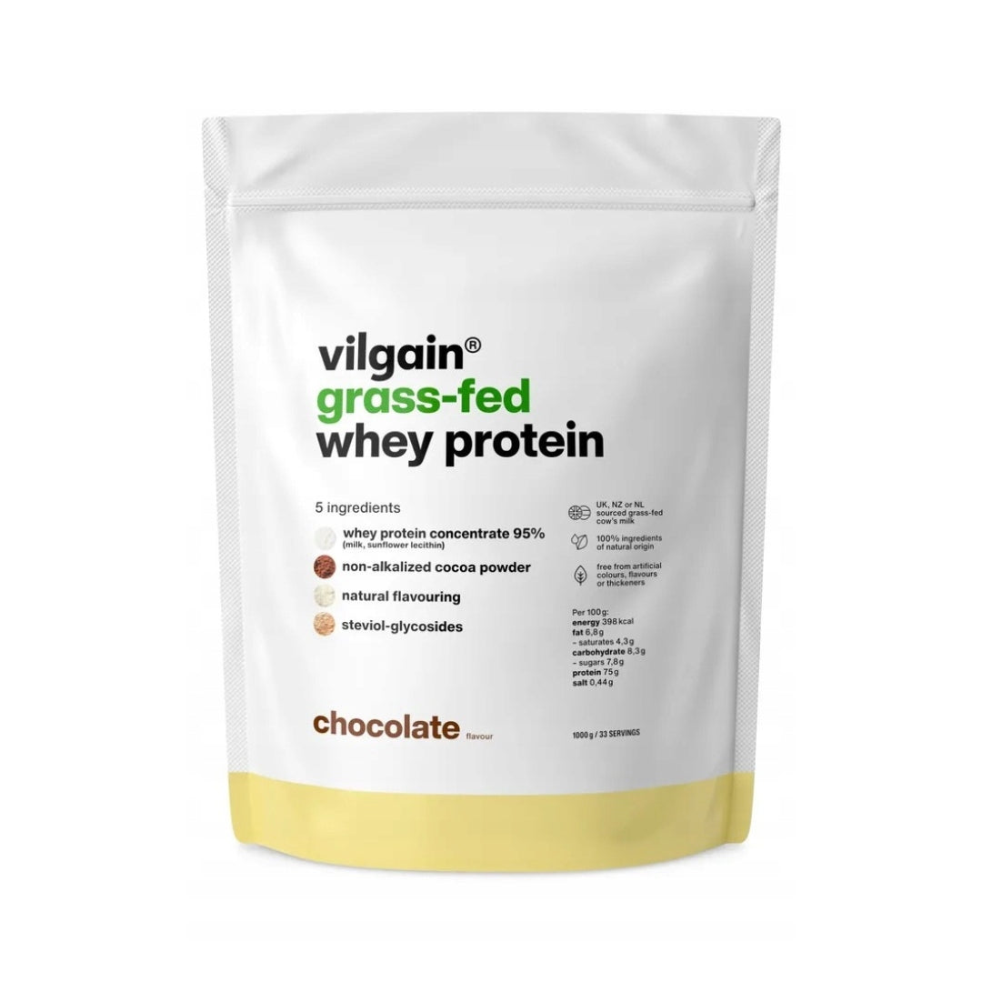 VILGAIN Grass-Fed Whey Protein Natural Protein Conditioner 1000 g Chocolate