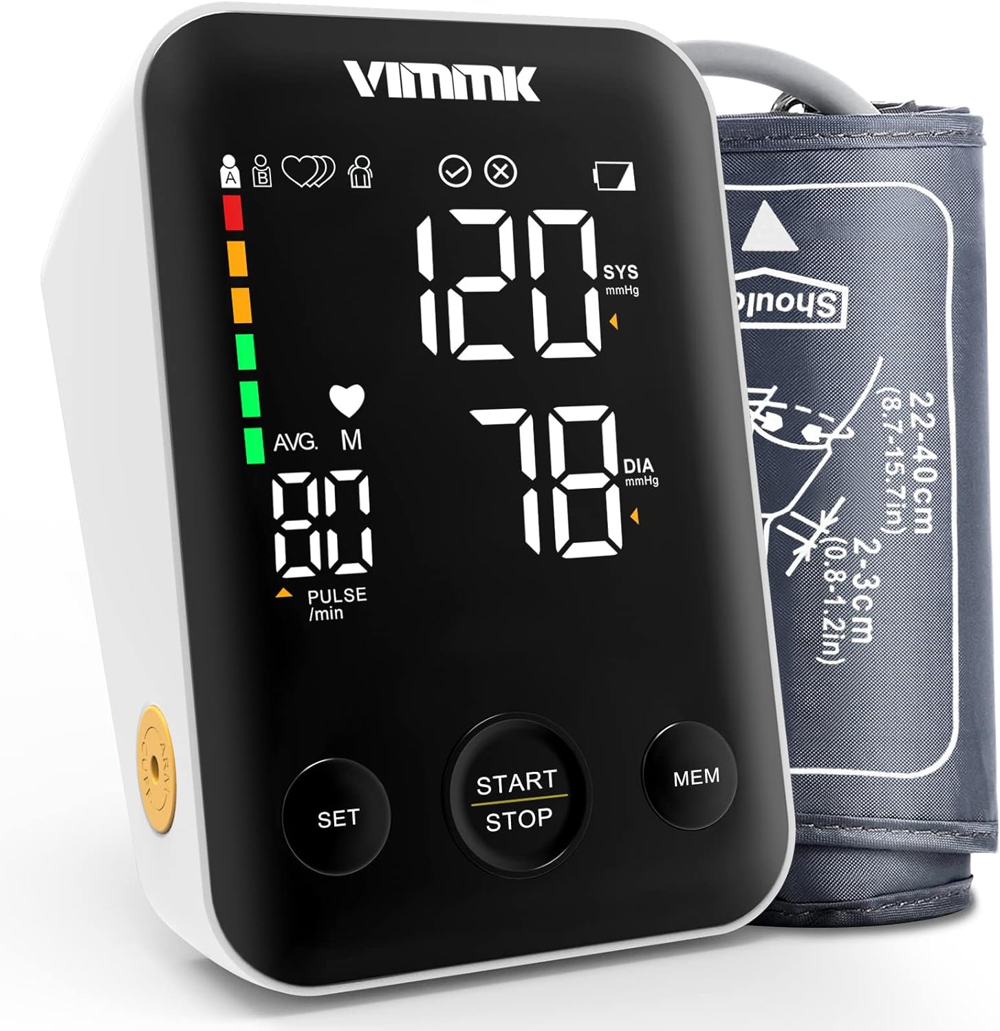 VIMMK electronic shoulder blood pressure monitor 2x120 heart rate measurements 22-40 cm