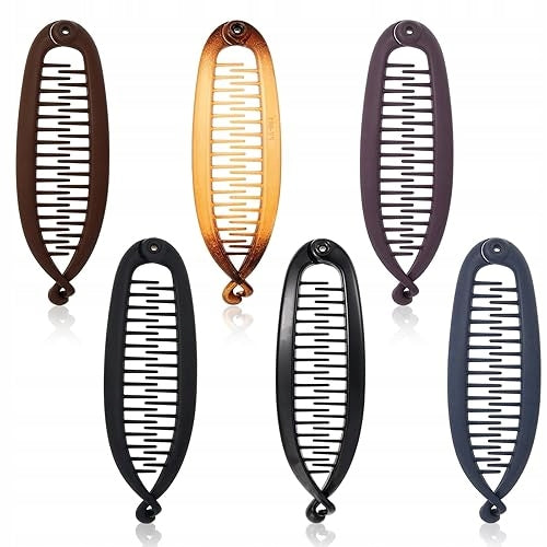 VINTAGE BANANA HAIR CLIPS FOR WOMEN SET OF 6 ABS FOR WOMEN