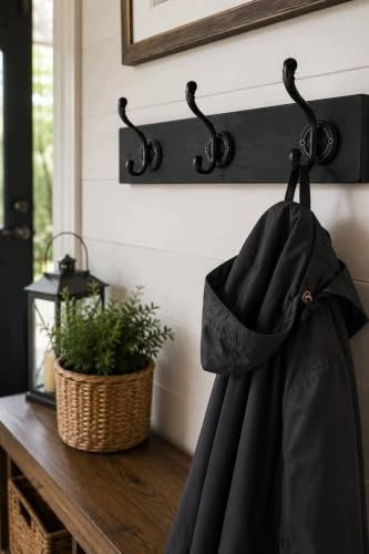 VINTAGE BLACK WALL HOOKS SET OF 3 FOR TOWEL CLOTHES FOR HOME Manufacturer code SWC5908201324237