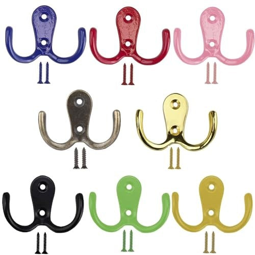 VINTAGE COLORFUL WALL HOOKS FOR CLOTHES BATHROOM SET OF 8 PCS. Brand no brand