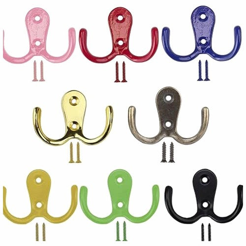 VINTAGE COLORFUL WALL HOOKS FOR CLOTHES BATHROOM SET OF 8 PCS.